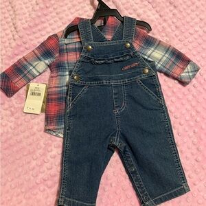 Carhartt Denim Overalls with Red Plaid Shirt